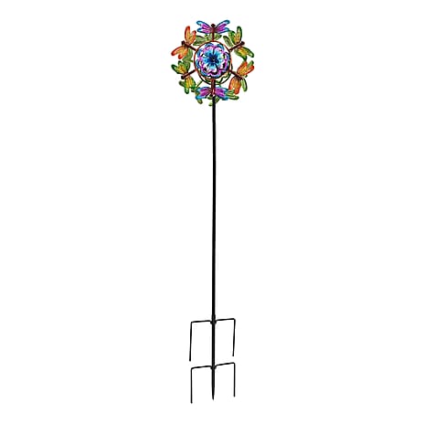 Solar Powered Garden Kinetic Wind Spinner Stake (140cm) - Multi Colour