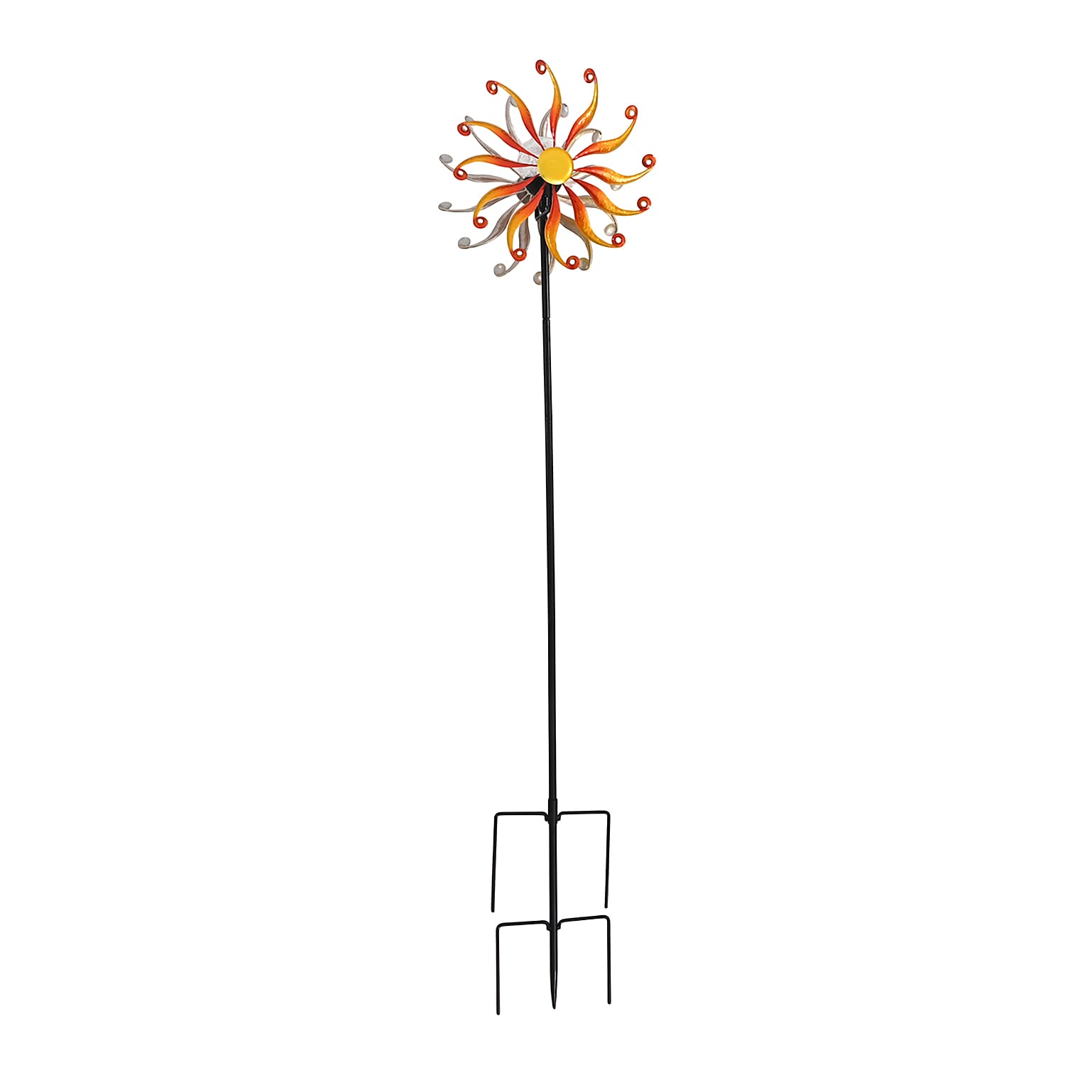Solar Powered Garden Kinetic Wind Spinner Stake (140cm) - Gold