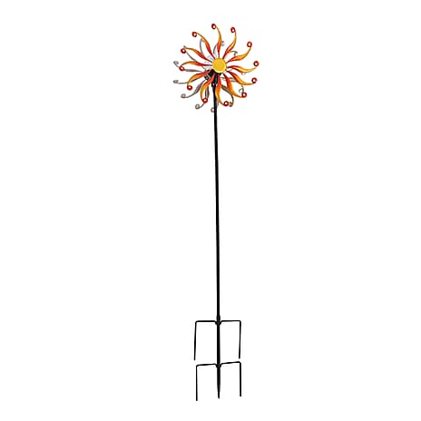 Solar Powered Garden Kinetic Wind Spinner Stake (140cm) - Gold