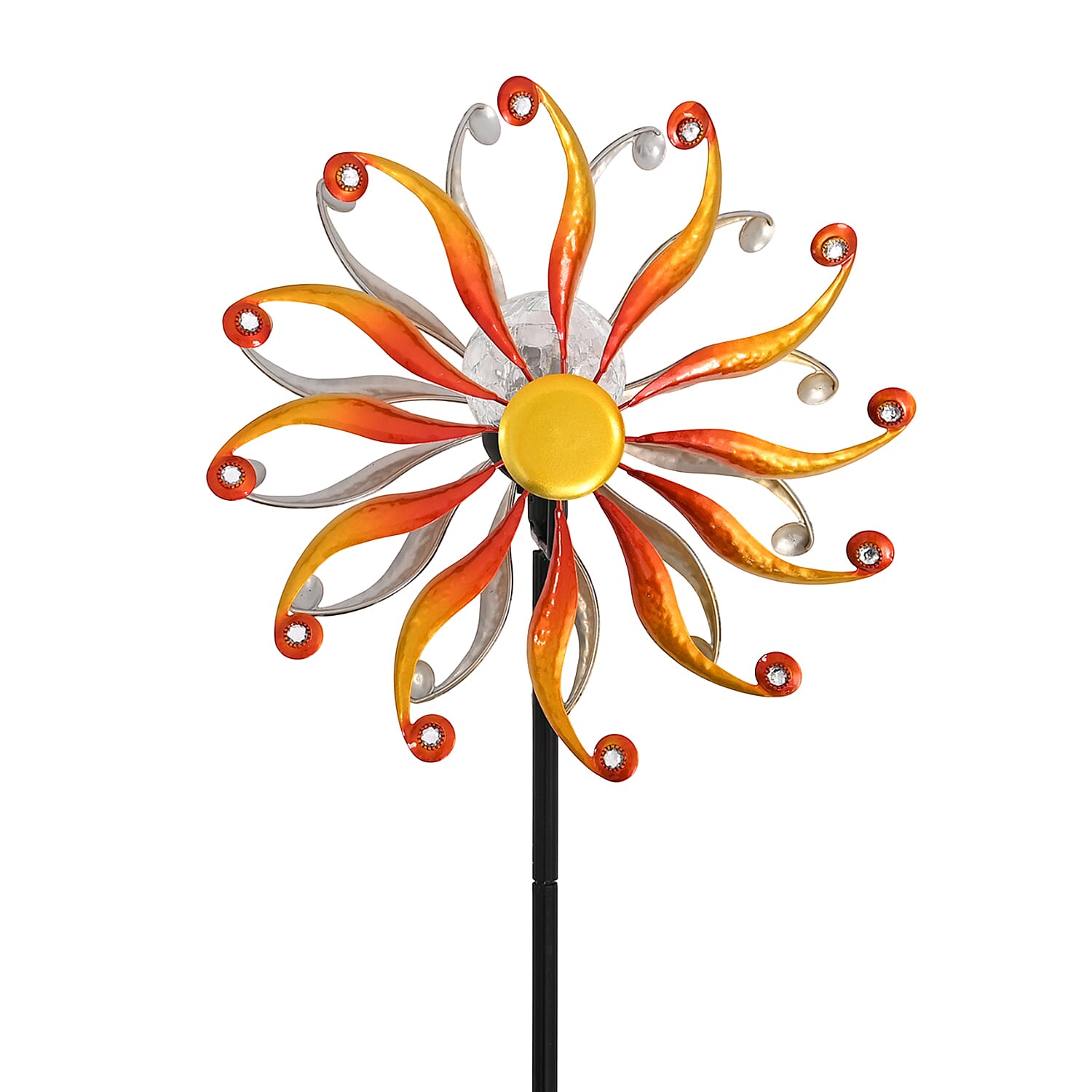 Solar Powered Garden Kinetic Wind Spinner Stake (140cm) - Gold