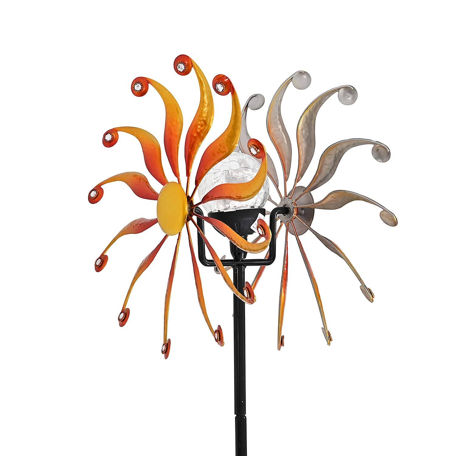 Solar Powered Garden Kinetic Wind Spinner Stake (140cm) - Gold