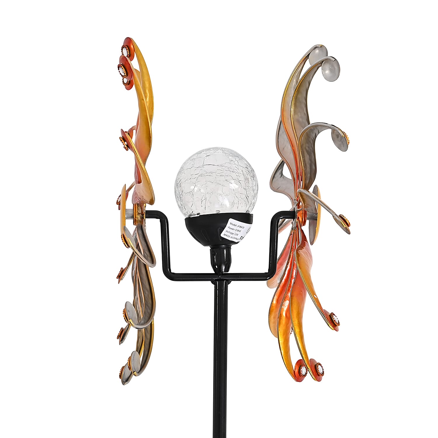 Solar Powered Garden Kinetic Wind Spinner Stake (140cm) - Gold