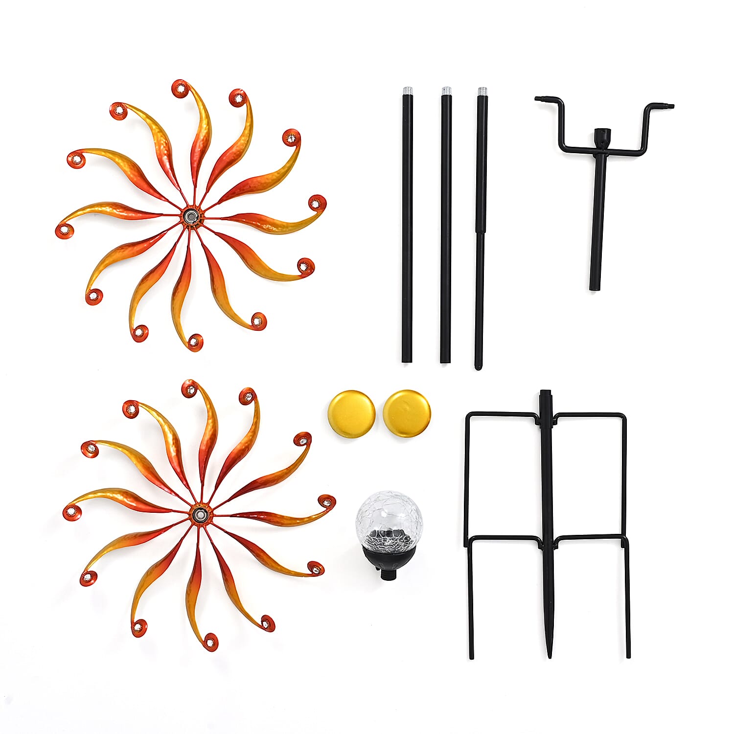 Solar Powered Garden Kinetic Wind Spinner Stake (140cm) - Gold