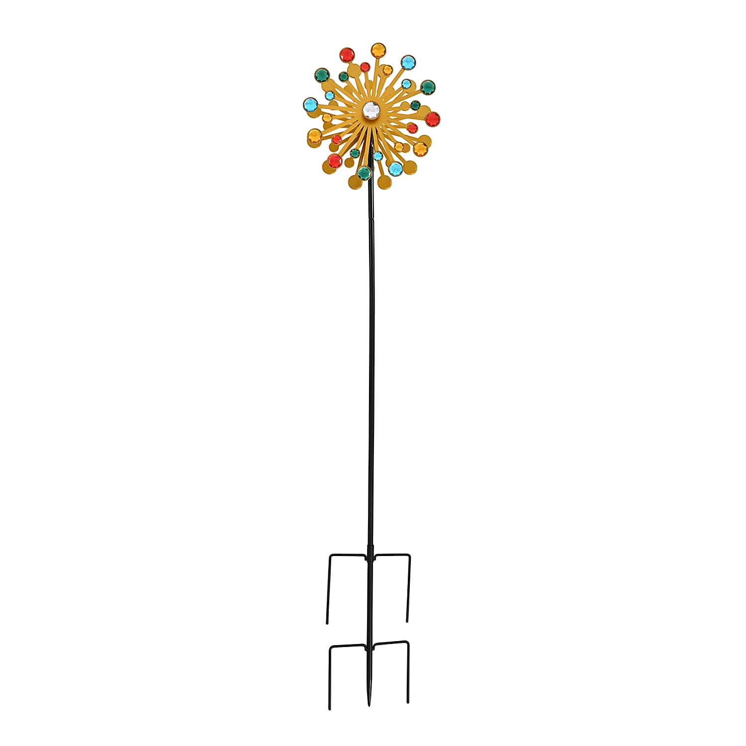 Solar Powered Garden Kinetic Wind Spinner Stake (140cm) - Multi Colour