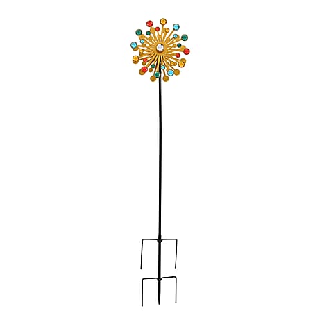 Solar Powered Garden Kinetic Wind Spinner Stake (140cm) - Multi Colour