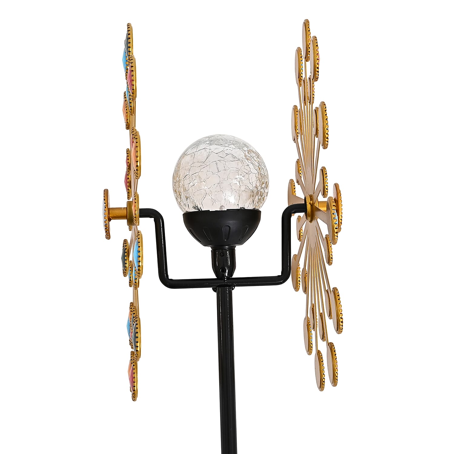 Solar Powered Garden Kinetic Wind Spinner Stake (140cm) - Multi Colour