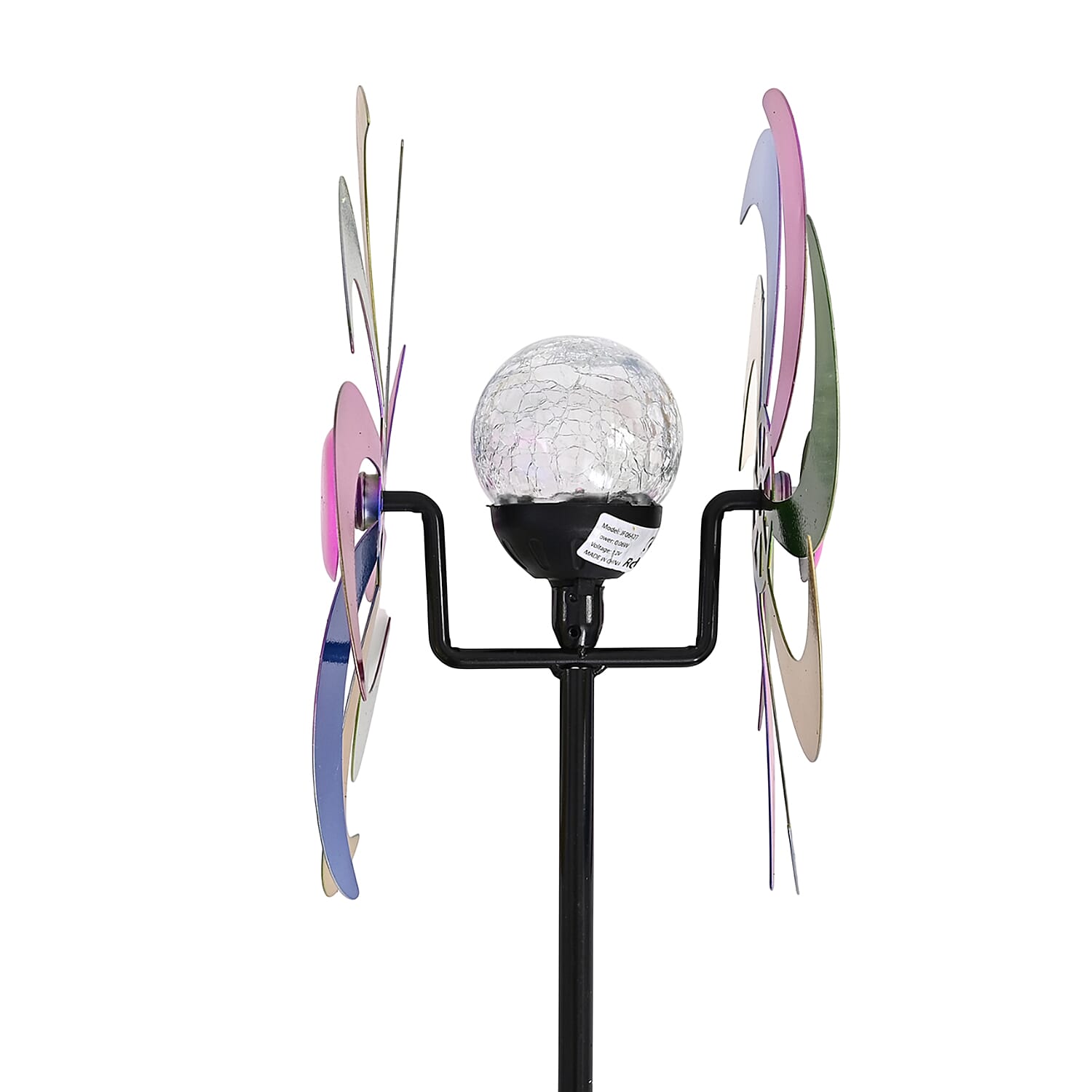 Solar Powered Garden Kinetic Wind Spinner Stake (140cm) - Multi Colour