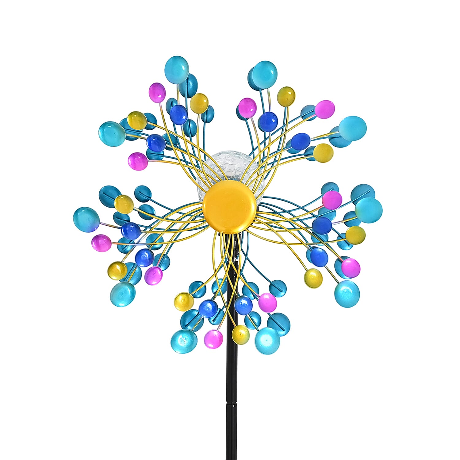 Solar Powered Garden Kinetic Wind Spinner Stake (140cm) - Multi Colour