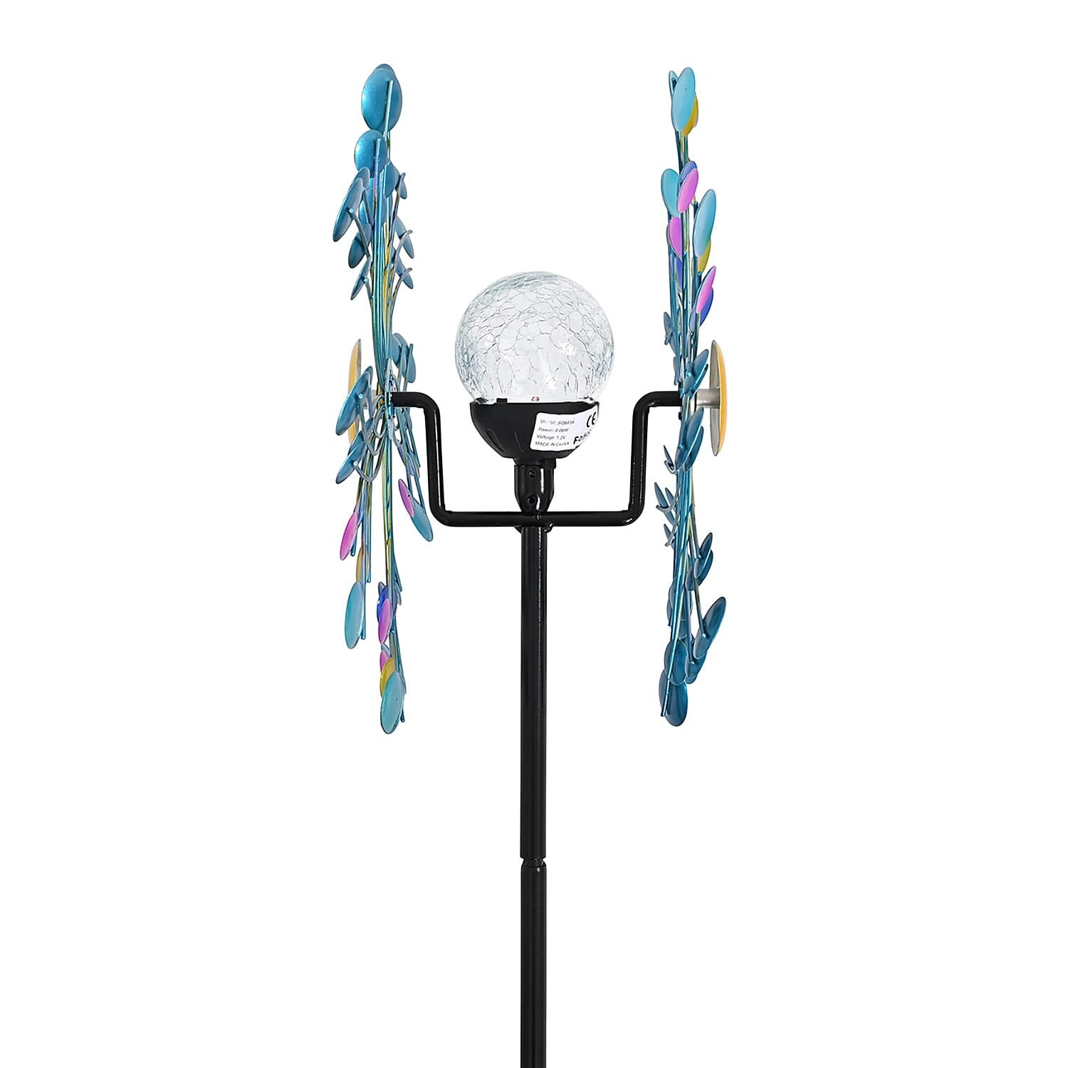 Solar Powered Garden Kinetic Wind Spinner Stake (140cm) - Multi Colour