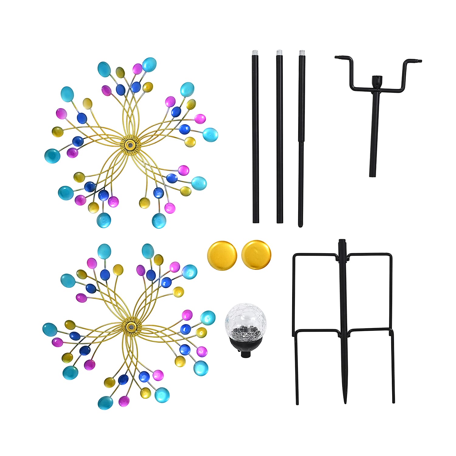 Solar Powered Garden Kinetic Wind Spinner Stake (140cm) - Multi Colour