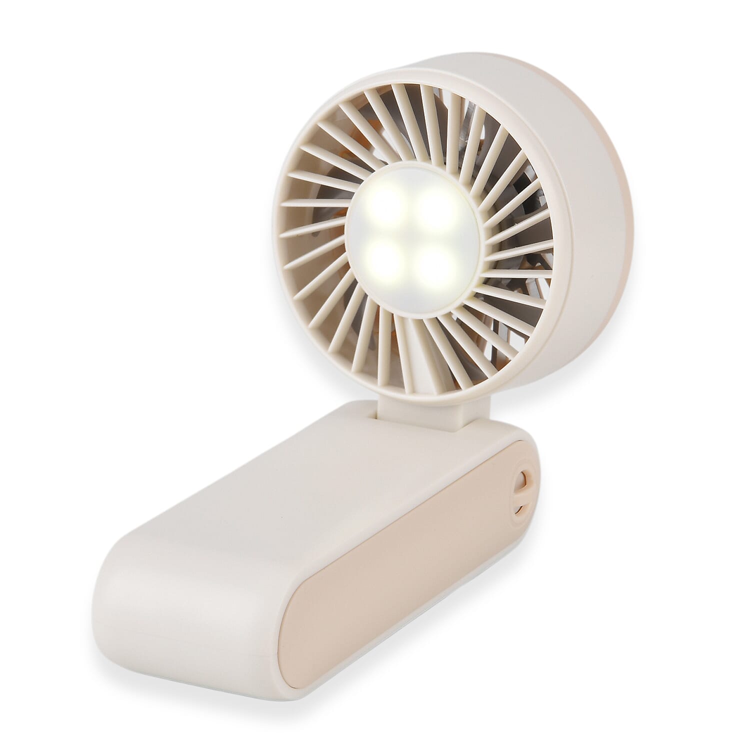 LIVMORE Portable Ice Cooling Fan - 100 Speed Rechargeable Handheld Fan with Night Light (3000mAh Battery) - Off White