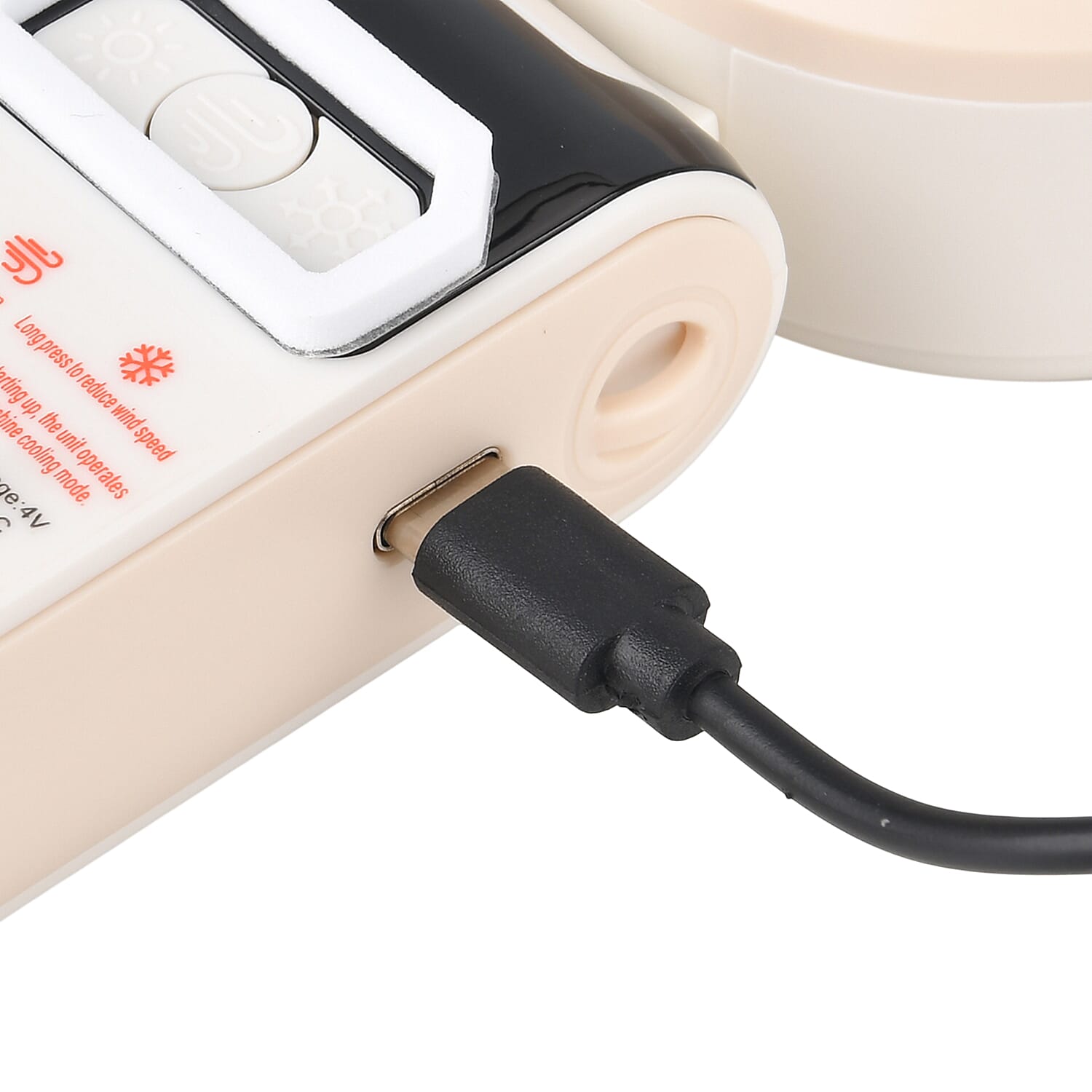 LIVMORE Portable Ice Cooling Fan - 100 Speed Rechargeable Handheld Fan with Night Light (3000mAh Battery) - Off White