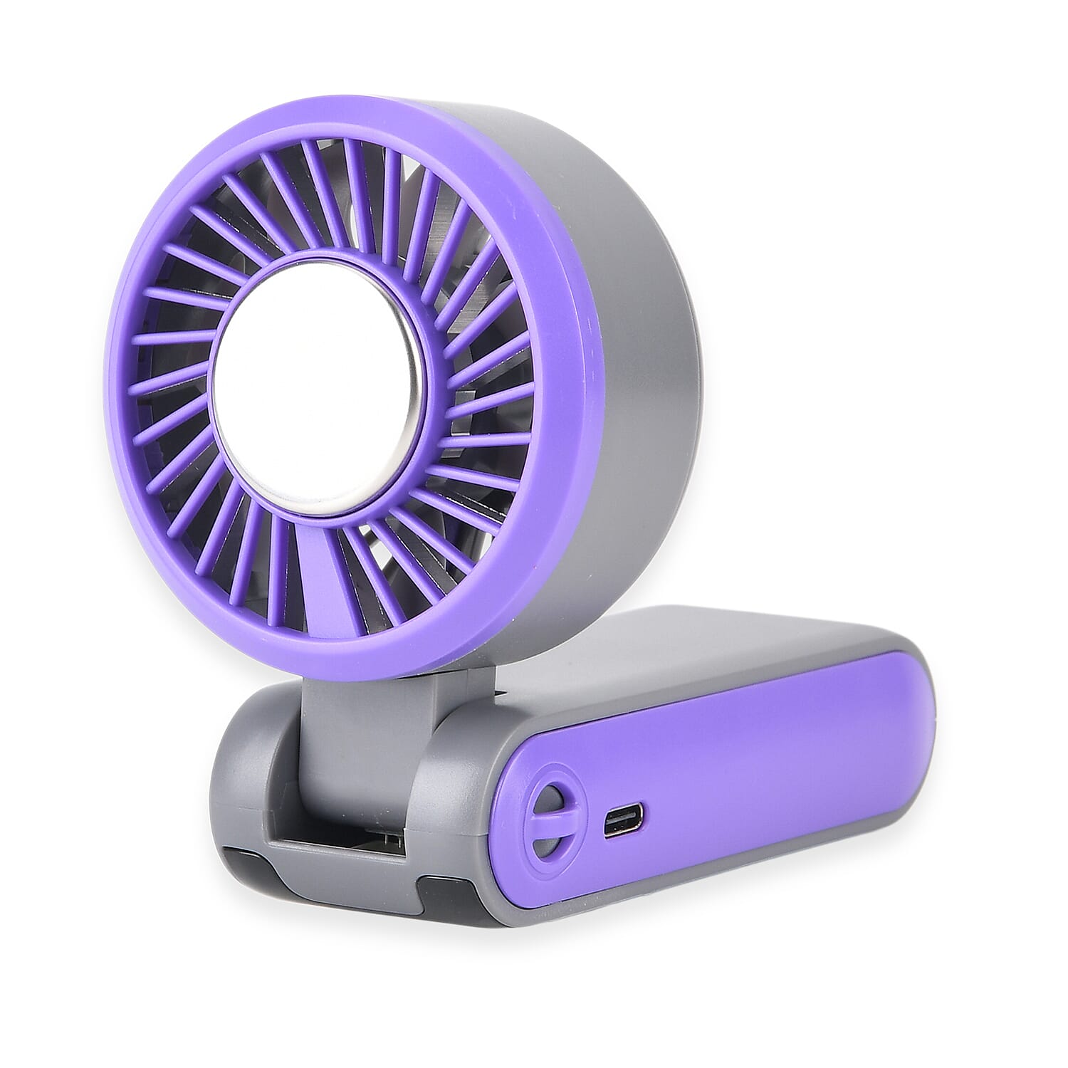 LIVMORE Portable Ice Cooling Fan - 100 Speed Rechargeable Handheld Fan with Night Light (3000mAh Battery) - Purple
