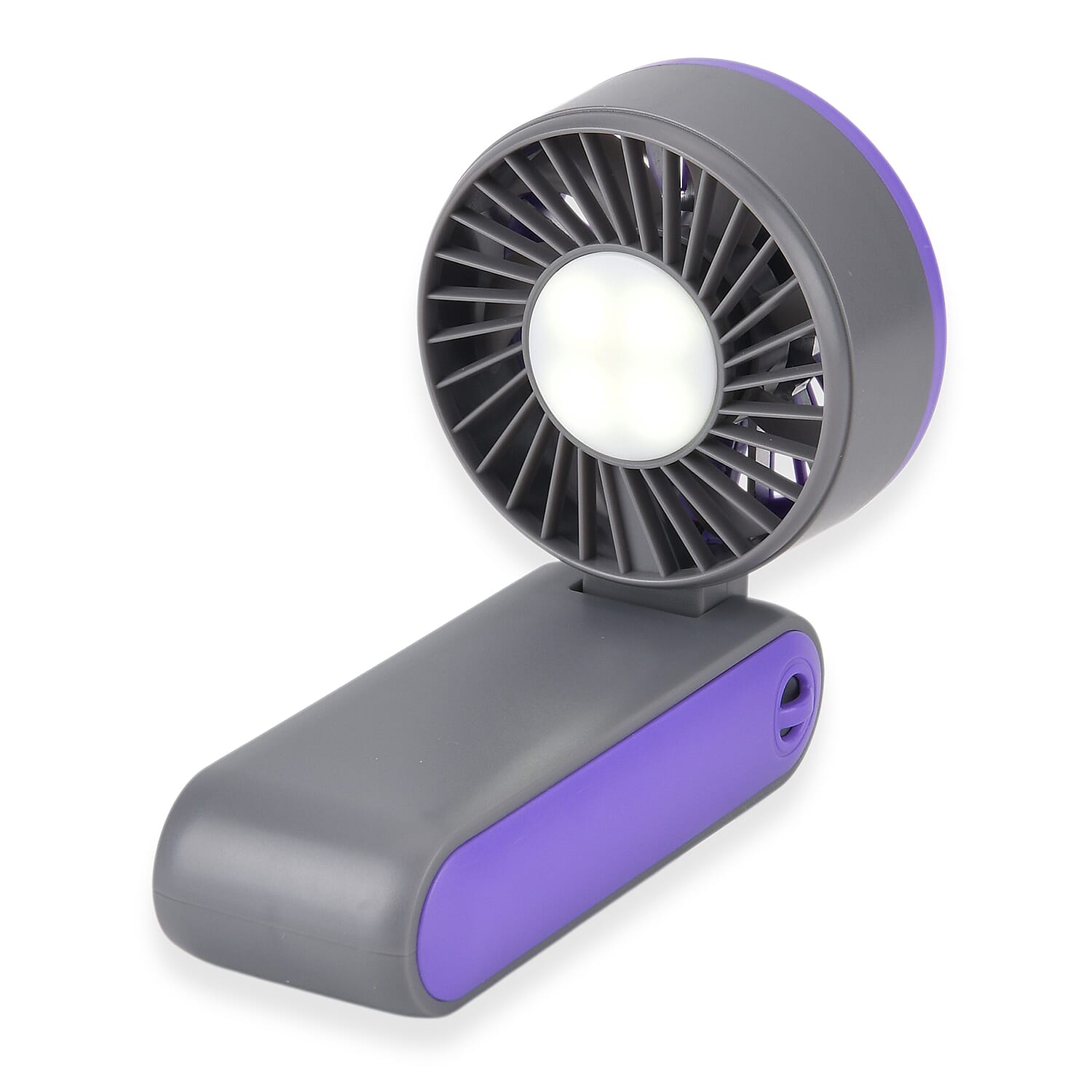 LIVMORE Portable Ice Cooling Fan - 100 Speed Rechargeable Handheld Fan with Night Light (3000mAh Battery) - Purple