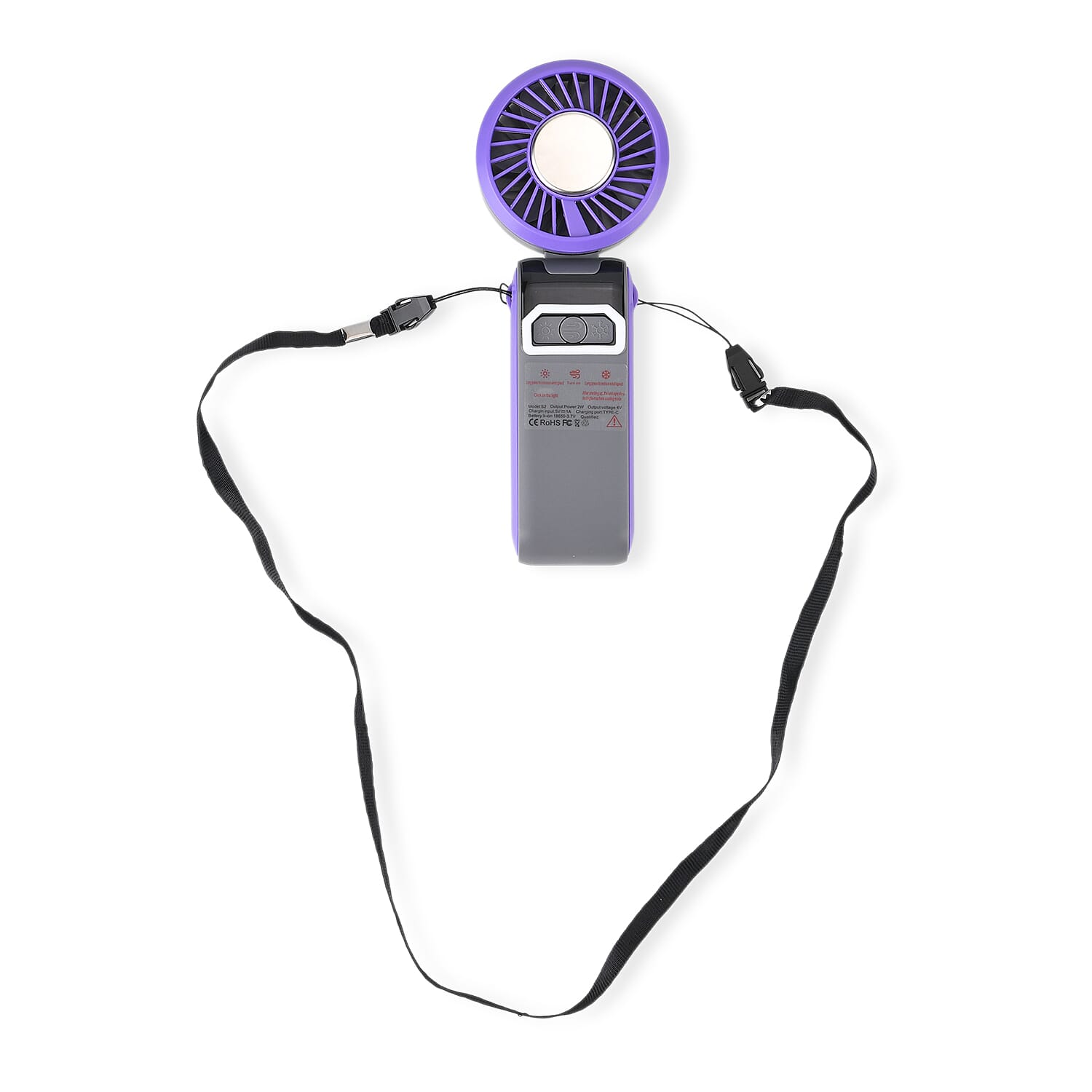 LIVMORE Portable Ice Cooling Fan - 100 Speed Rechargeable Handheld Fan with Night Light (3000mAh Battery) - Purple