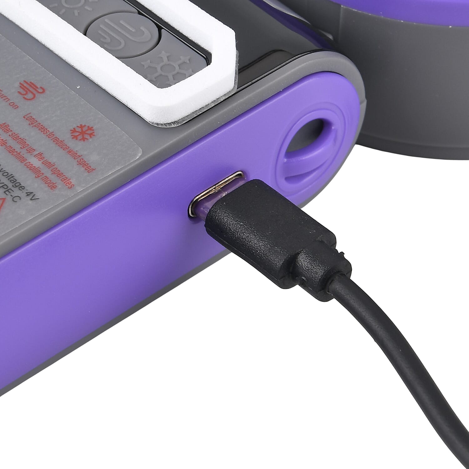 LIVMORE Portable Ice Cooling Fan - 100 Speed Rechargeable Handheld Fan with Night Light (3000mAh Battery) - Purple