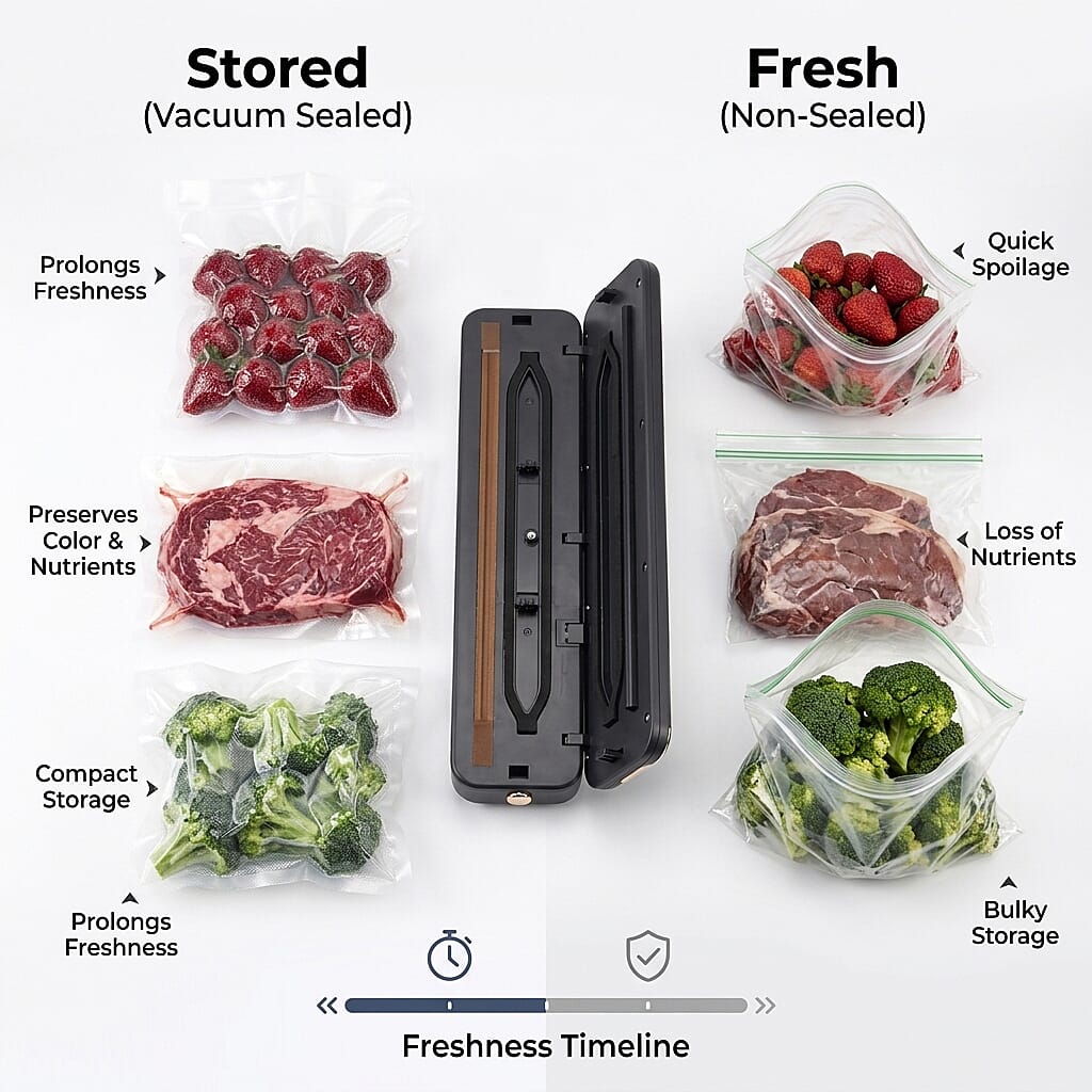 Rechargeable Wireless Vacuum Sealing Machine (1500 mAh) with 10 Bags - Black
