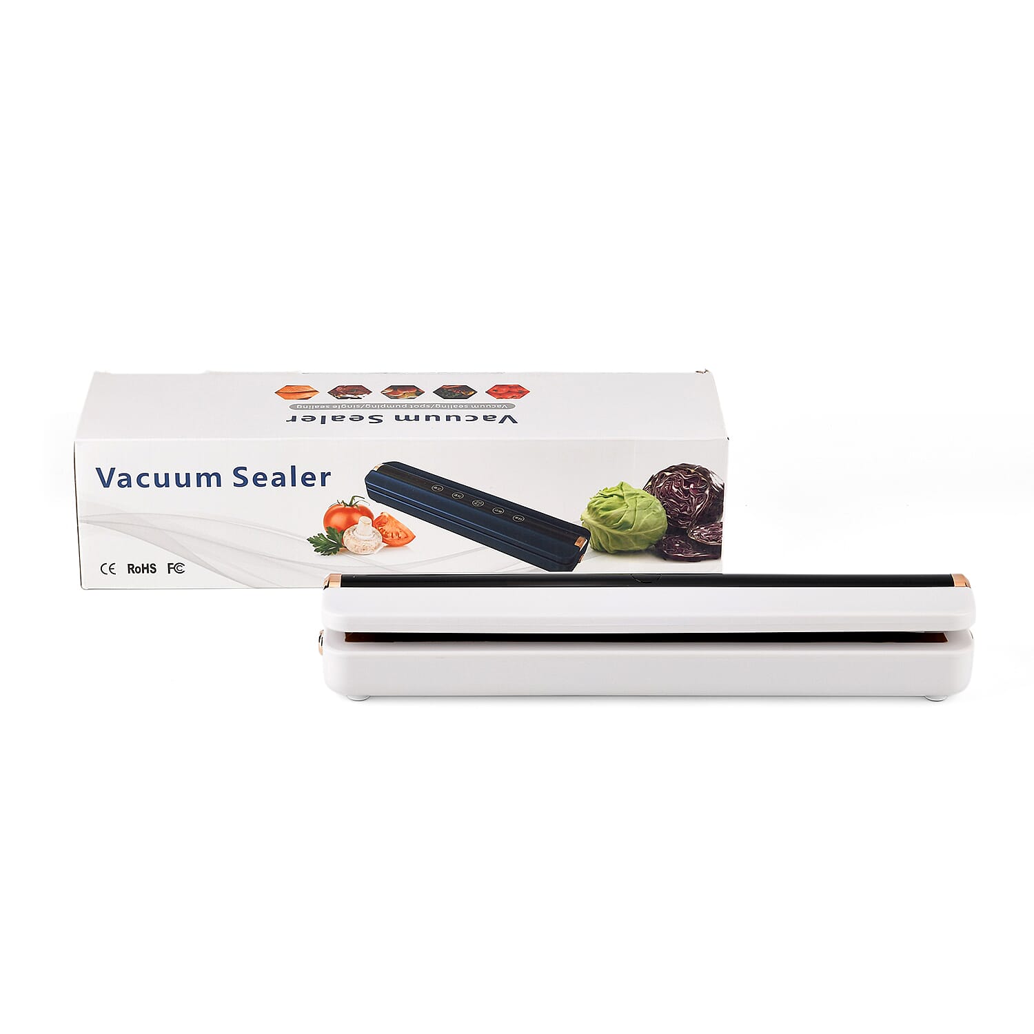 Rechargeable Wireless Vacuum Sealing Machine (1500 mAh) with 10 Bags - White