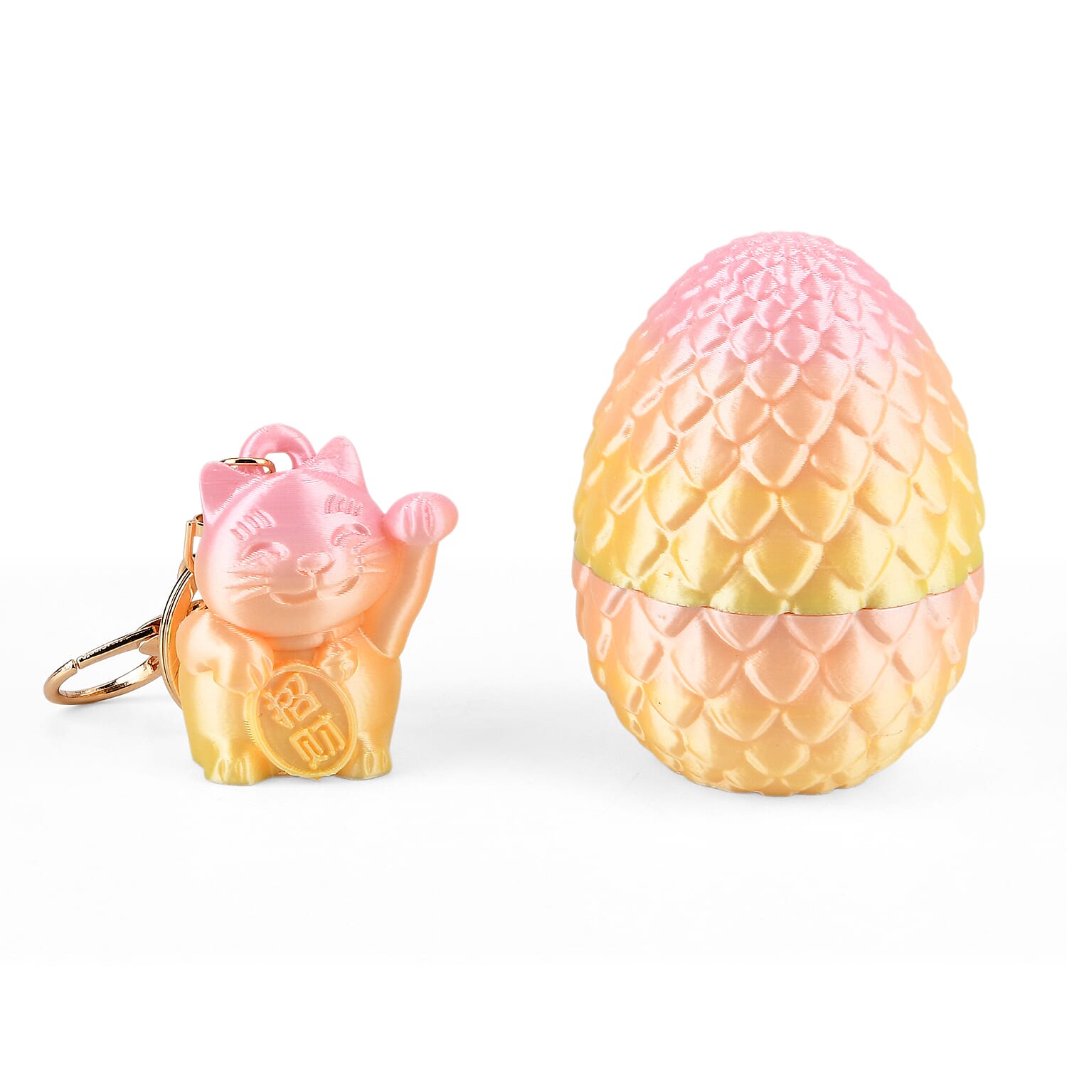 Livmore 3D Easter Egg with Chinese Cat Keychain - Pink