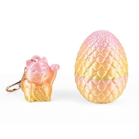 Livmore 3D Easter Egg with Chinese Cat Keychain - Pink