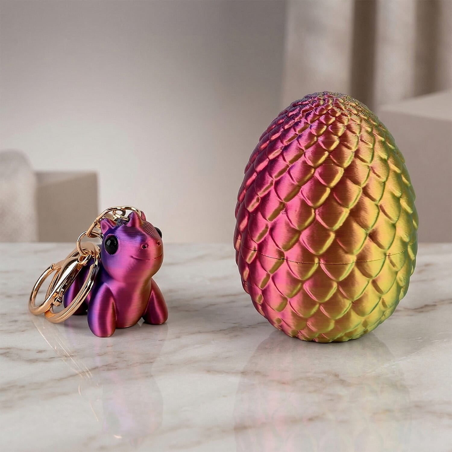 Livmore 3D Easter Egg with Dinosaur Keychain (11cm) - Multicolour
