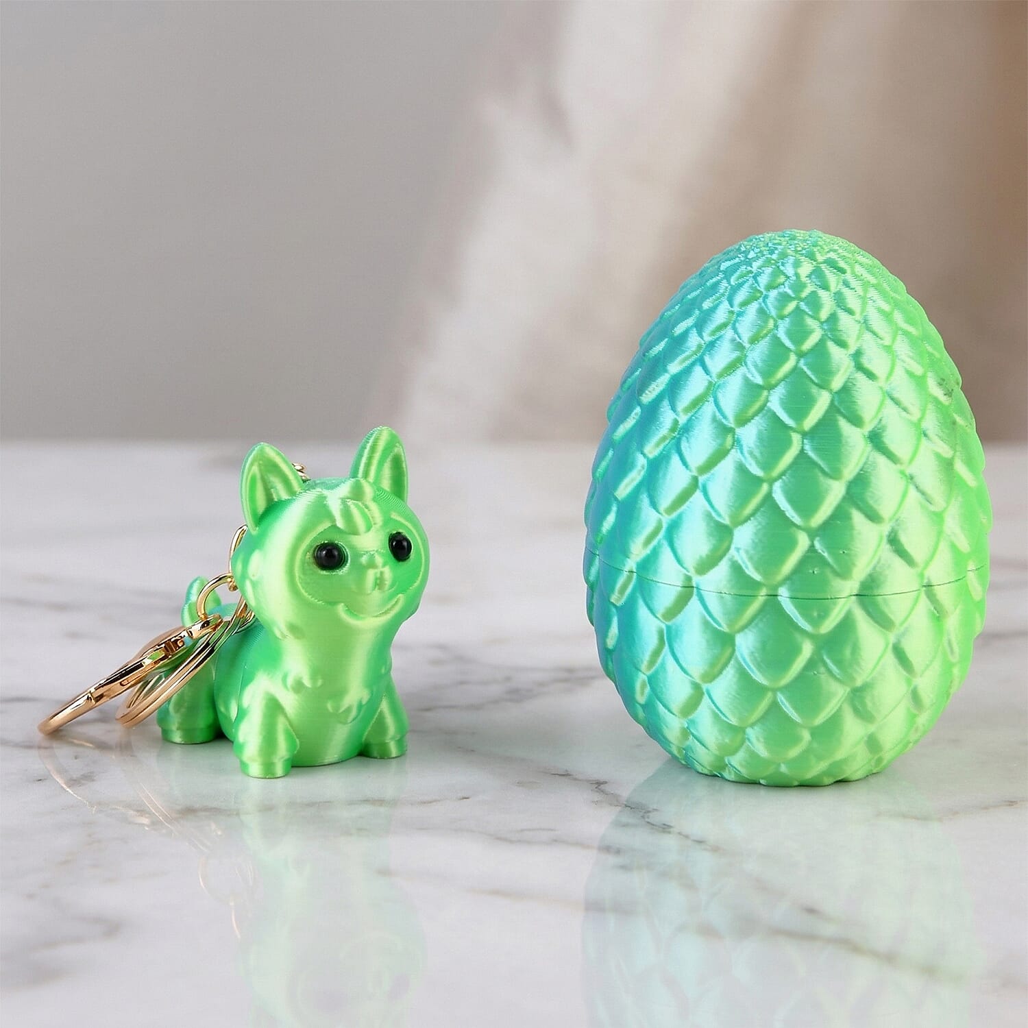 Livmore 3D Easter Egg with Dog Keychain (11cm) - Green