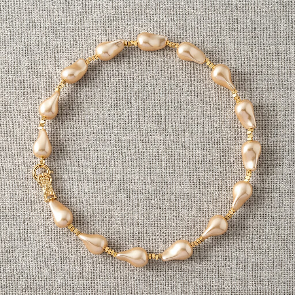 Golden Shell Pearl Beads Necklace (Size - 20) in Yellow Gold Tone