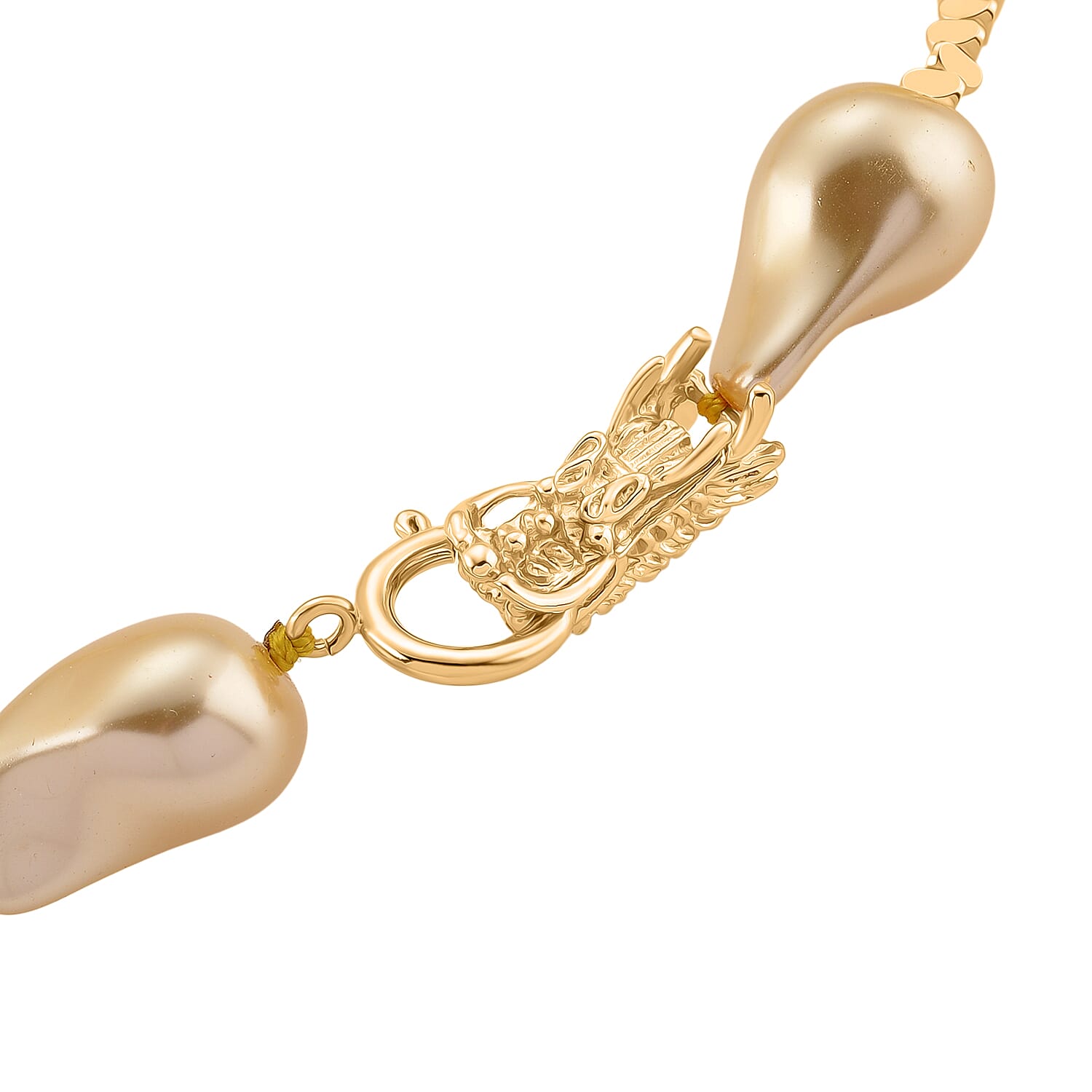 Golden Shell Pearl Beads Necklace (Size - 20) in Yellow Gold Tone