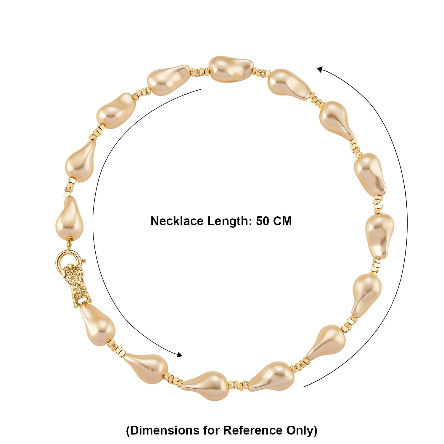 Golden Shell Pearl Beads Necklace (Size - 20) in Yellow Gold Tone