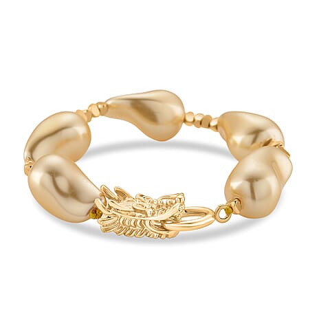 Golden Shell Pearl Beads Bracelet (Size - 8) in Yellow Gold Tone