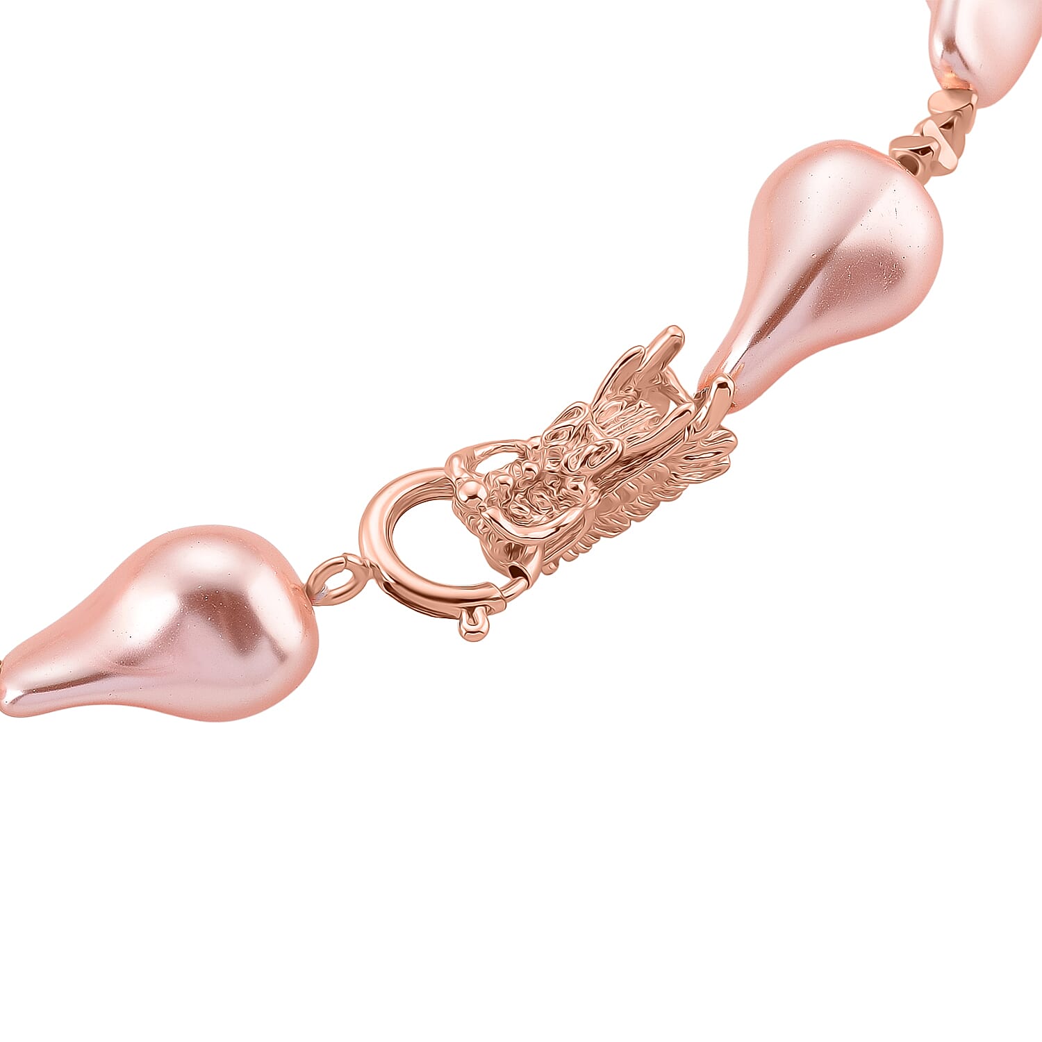 Pink Shell Pearl Beads Necklace (Size - 20) in Rose Gold Tone