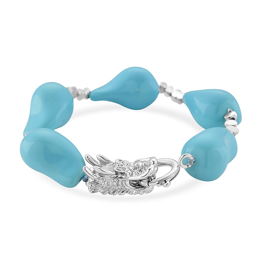 Sleeping Beauty Colour Shell Pearl Beads Bracelet (Size – 7.5) with Dragon Clasp 130 Ct.