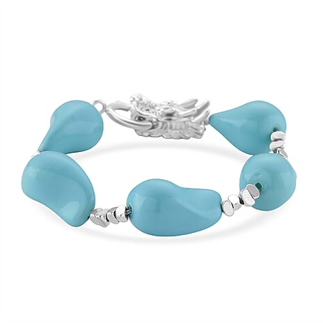 Sleeping Beauty Colour Shell Pearl Beads Bracelet (Size - 7.5) in White Tone
