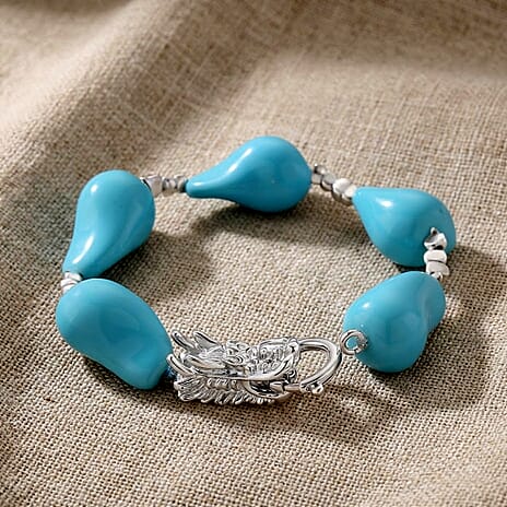 Sleeping Beauty Colour Shell Pearl Beads Bracelet (Size - 8) in White Tone