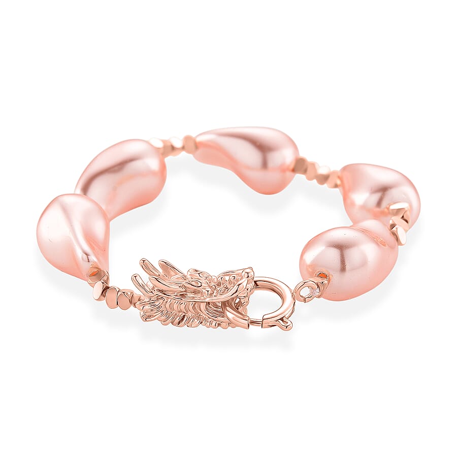 Pink Shell Pearl Beads Bracelet (Size - 8) with Dragon Spring Clasp 130.00 Ct.