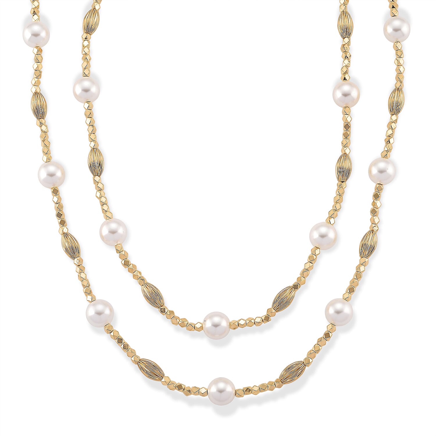 White Mother Of Pearl Adjustable Necklace (Size - 46) 220.00 Ct.