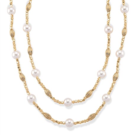 White Mother Of Pearl Adjustable Necklace (Size - 46) 220.00 Ct.