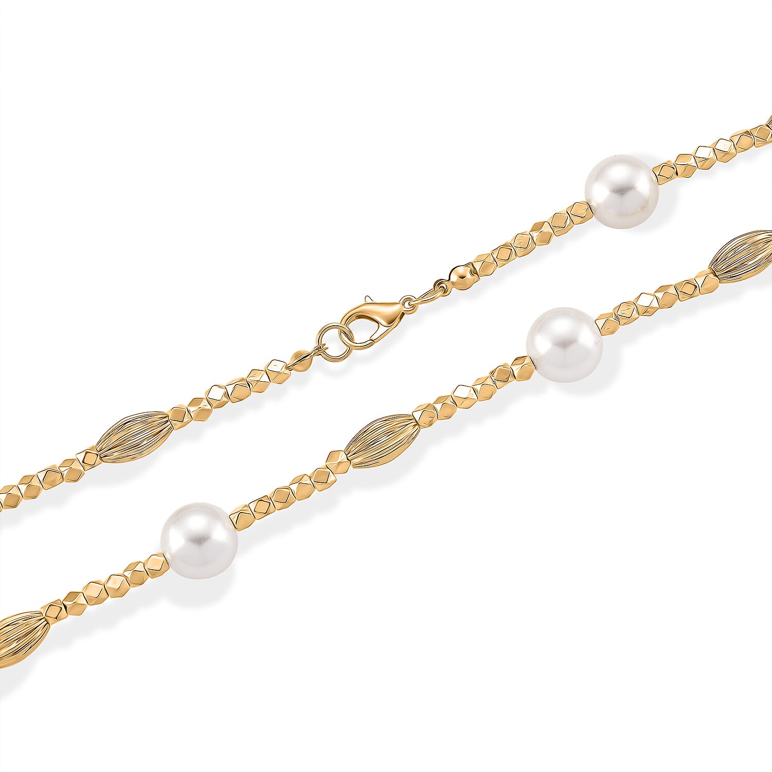 White Mother Of Pearl Adjustable Necklace (Size - 46) 220.00 Ct.