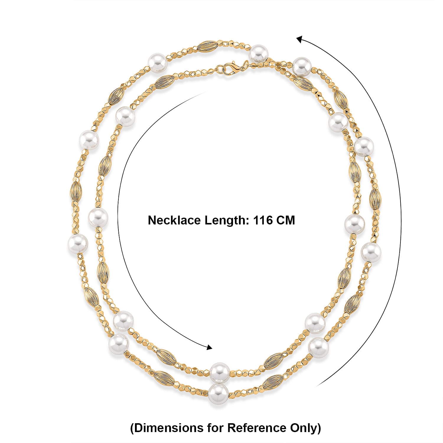 White Mother Of Pearl Adjustable Necklace (Size - 46) 220.00 Ct.