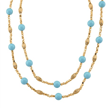 Sleeping Beauty Turquoise Colour Mother Of Pearl Adjustable Necklace (Size - 46) 220.00 Ct.