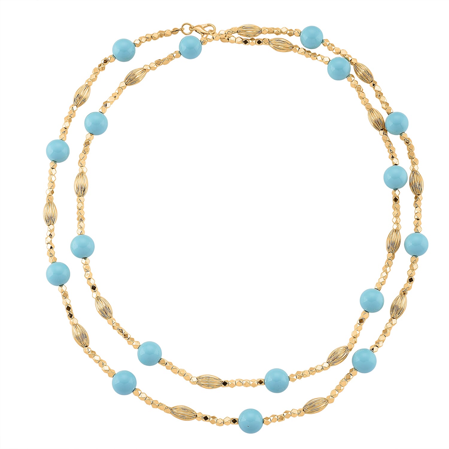 Sleeping Beauty Turquoise Colour Mother Of Pearl Adjustable Necklace (Size - 46) 220.00 Ct.