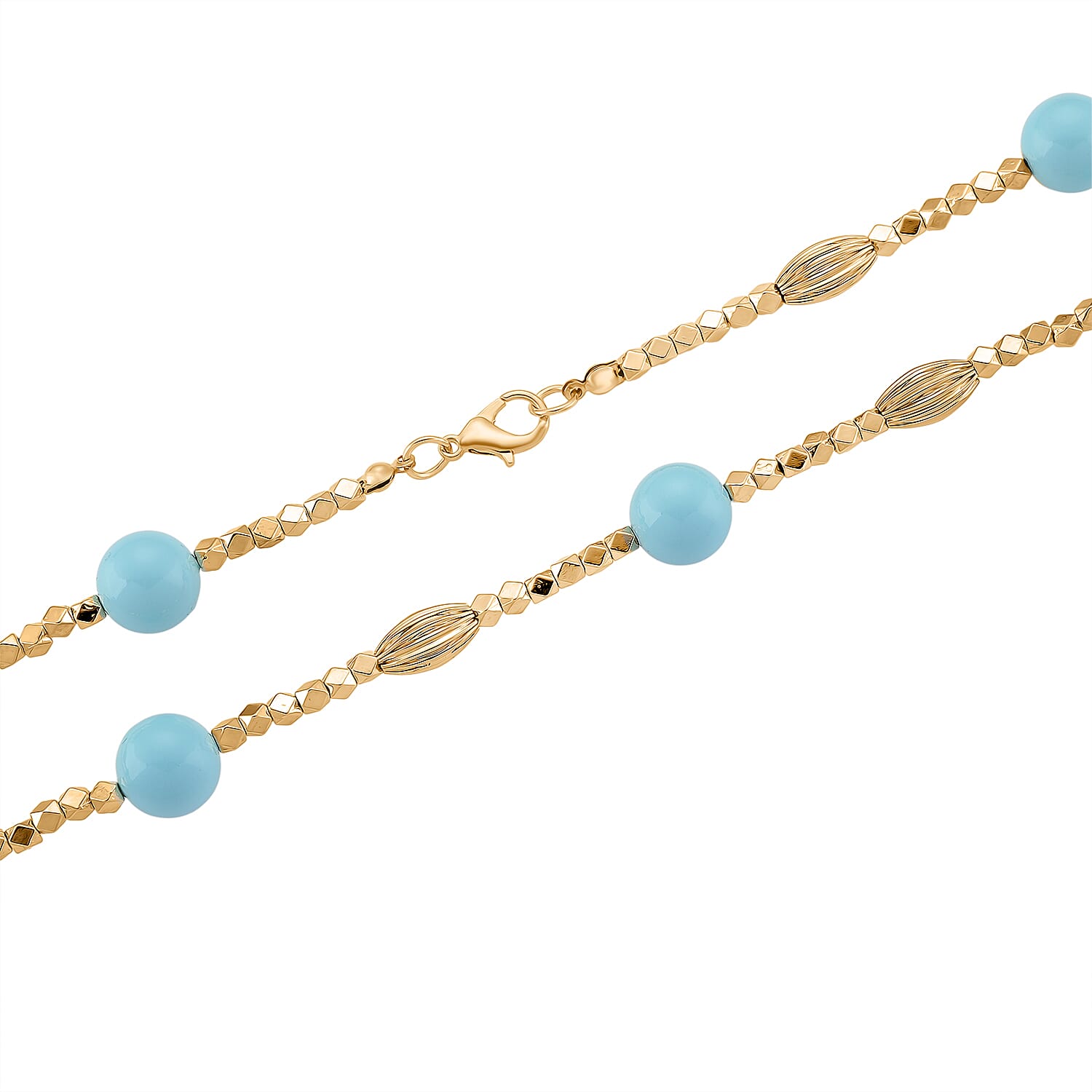 Sleeping Beauty Turquoise Colour Mother Of Pearl Adjustable Necklace (Size - 46) 220.00 Ct.