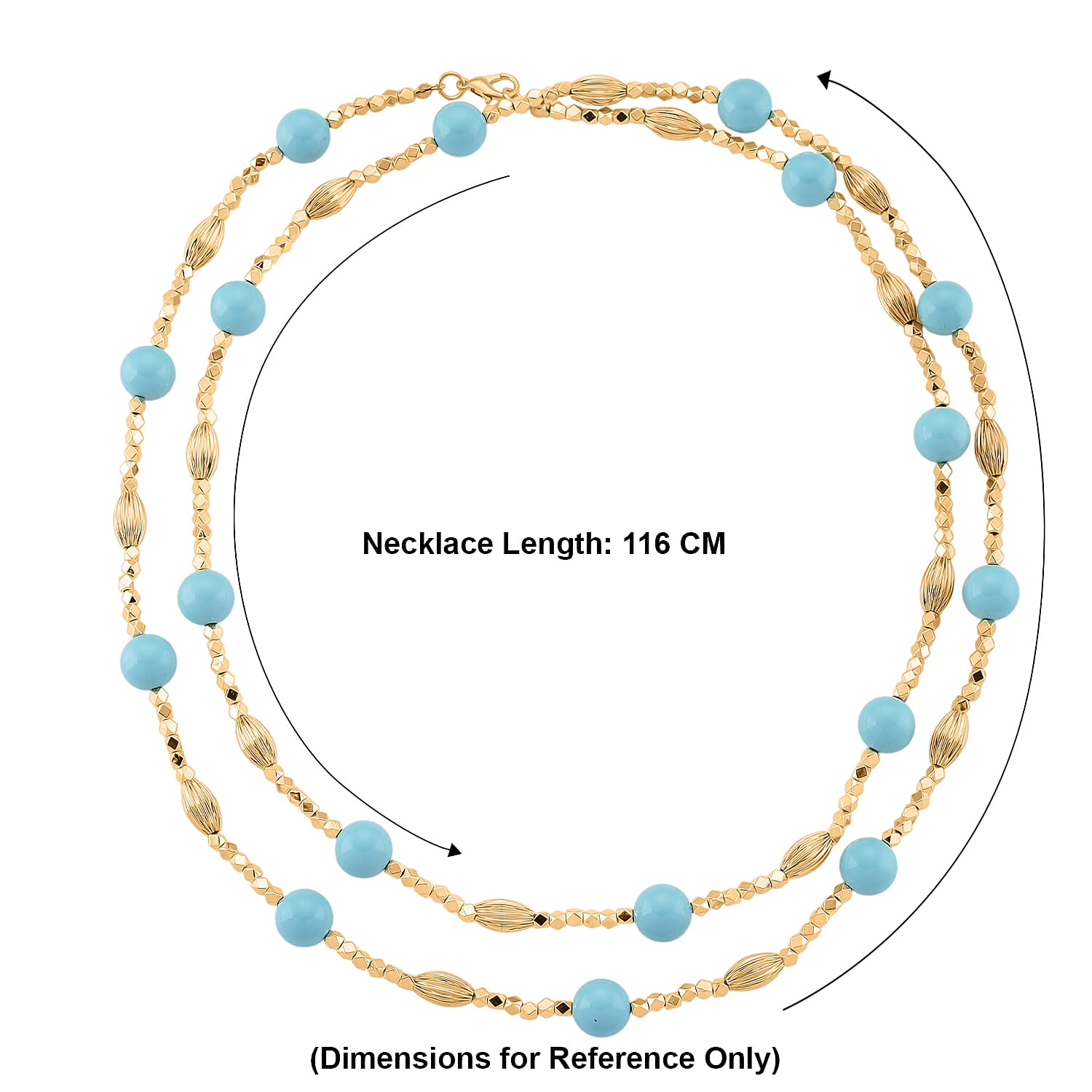 Sleeping Beauty Turquoise Colour Mother Of Pearl Adjustable Necklace (Size - 46) 220.00 Ct.