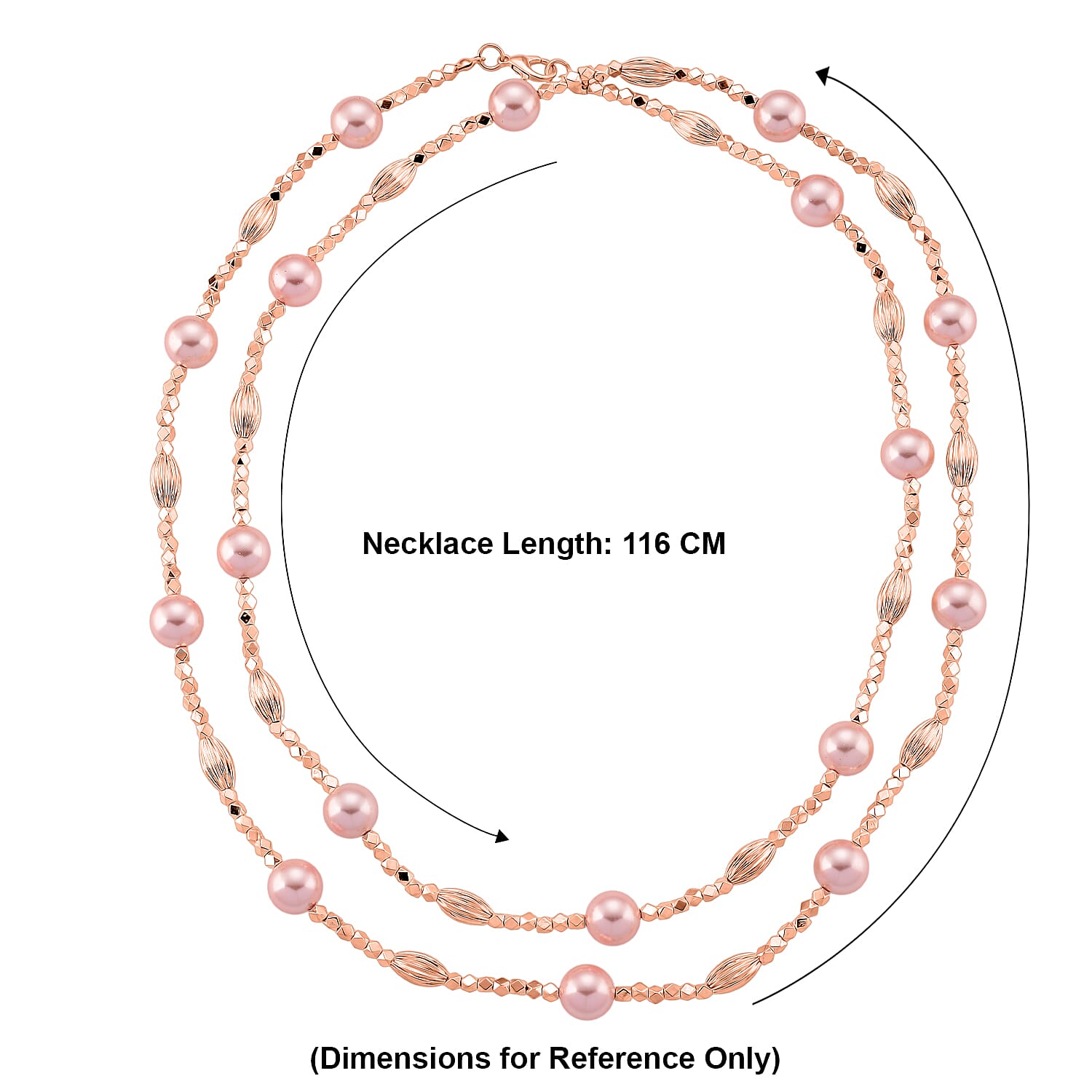 Pink Mother Of Pearl Adjustable Necklace (Size - 46) 220.00 Ct.