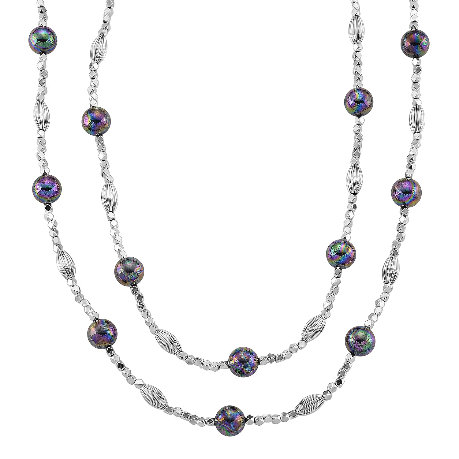 Peacock Mother Of Pearl Adjustable Necklace (Size - 46) 220.00 Ct.