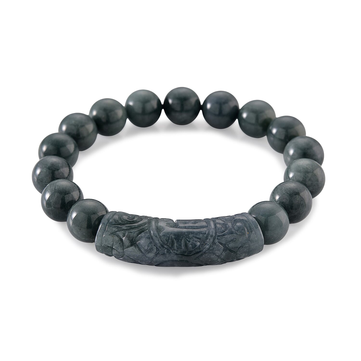 Natural Jade Stretchable Bracelet (Size - 7.5) 190.00 Ct.