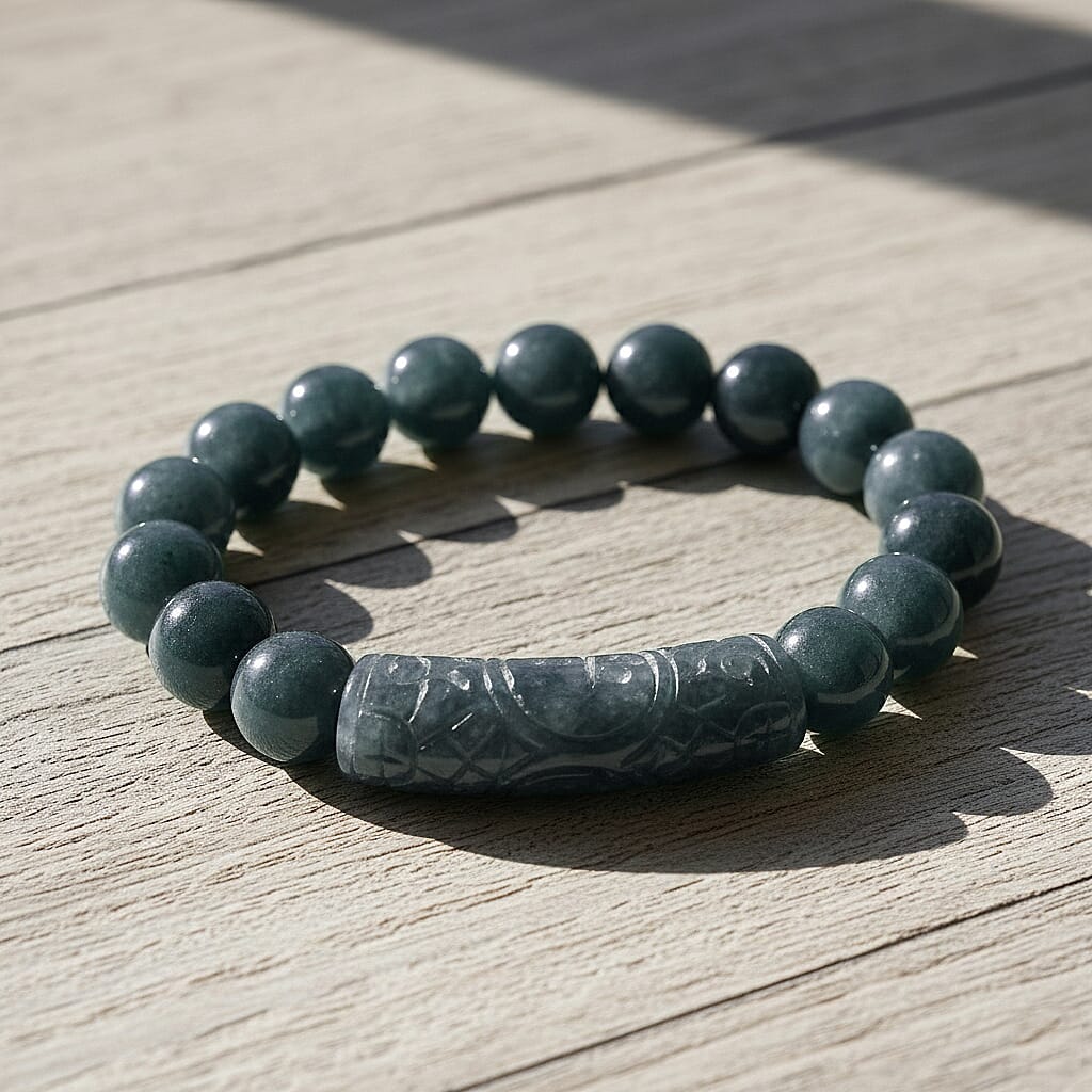 Natural Jade Stretchable Bracelet (Size - 7.5) 190.00 Ct.