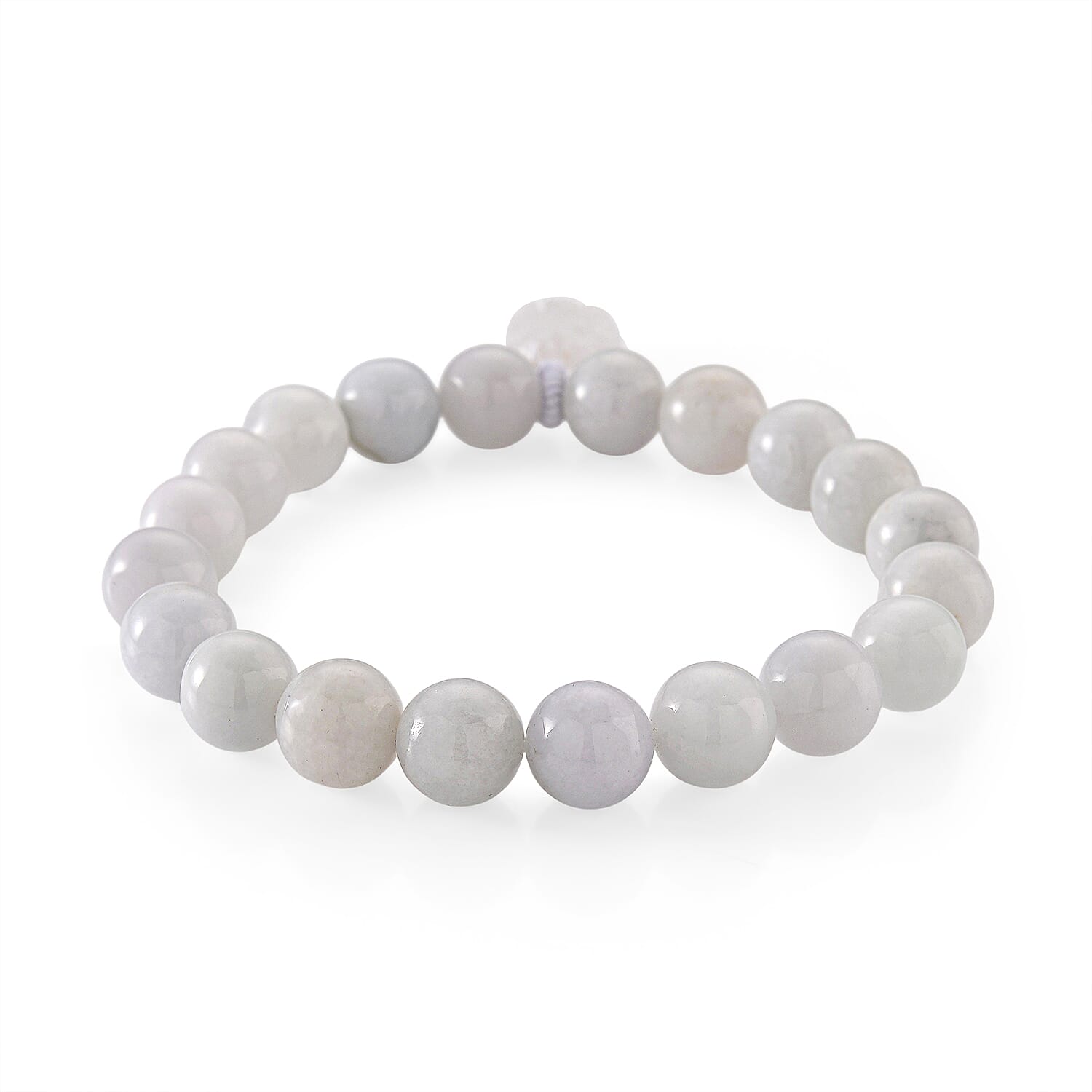 NATURAL White Jadeite Stretchable Bracelet with Snowflake Charm (Size - 7.5) 190.00 Ct.