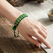 FIRST TIME EVER - Green Jadeite Barrel Feng Shui Bracelet Wheel Cord Bracelet (Size 6-9) 215.00 Ct.