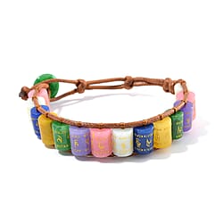 Multi Jade Barrel Adjustable Feng Shui Bracelet (Size 6-9) 215.00 Ct.